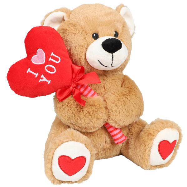 Beige Nallebjörn med Ballonghjärta 25 cm