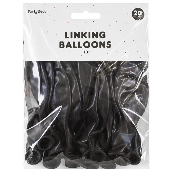 Länkande Latexballonger Svart 20-pack