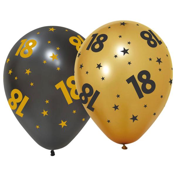 Latexballonger med Stjärnor & Siffran 18 6-pack