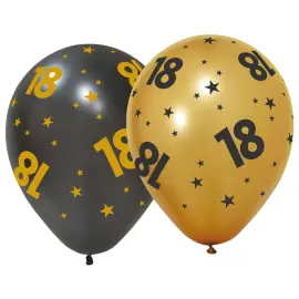 Latexballonger med Stjärnor & Siffran 18 6-pack