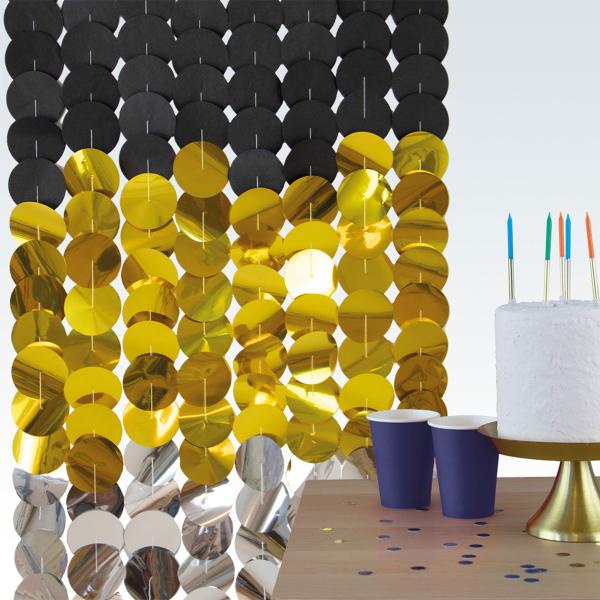 Party Backdrop Svart/Guld/Silver 170x80 cm