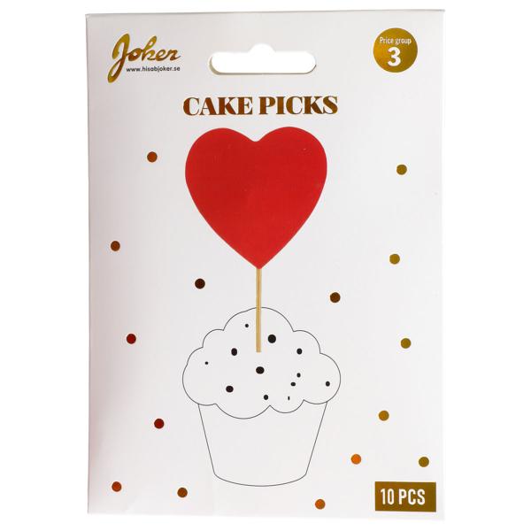 Cake Picks Röda Hjärtan 10-pack