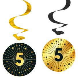 Hängande Swirls 5 år Guld/Svart 4-pack