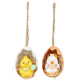 H&auml;ngande Kyckling i &Auml;ggskalshalva 4x6 cm 2-pack