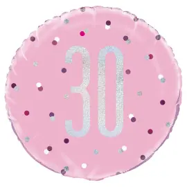 30 Års Folieballong Rosa & Silver