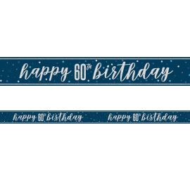 Happy 60th Birthday Banderoll Bl&aring; & Silver