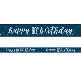 Happy 60th Birthday Banderoll Bl&aring; & Silver