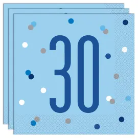 30 Års Servetter Blå