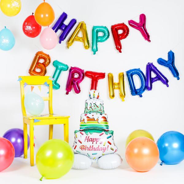 Folieballong Tårta Kit Happy Birthday
