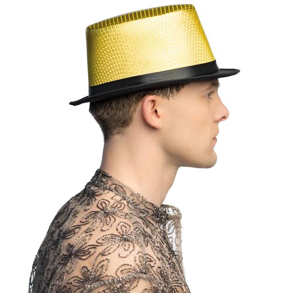 Hatt med Paljetter Svart/Guld