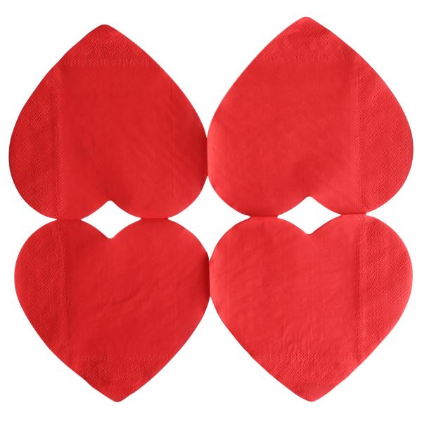 Hjärtan Pappersservetter Röd 33 cm 16-pack