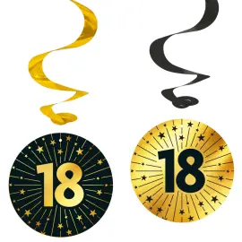 H&auml;ngande Swirls 18 &aring;r Guld/Svart 4-pack