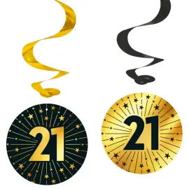 H&auml;ngande Swirls 21 &aring;r Guld/Svart 4-pack