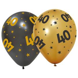 Latexballonger med Stjärnor & Siffran 40 6-pack