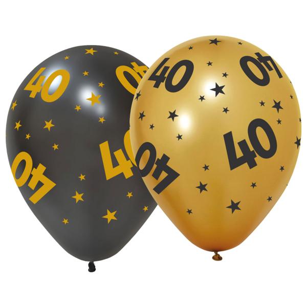 Latexballonger med Stjärnor & Siffran 40 6-pack