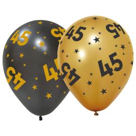 Latexballonger med Stjärnor & Siffran 45 6-pack