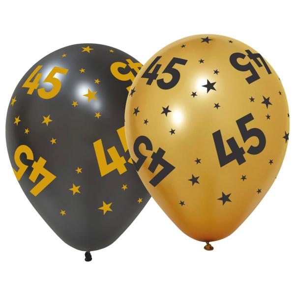 Latexballonger med Stjärnor & Siffran 45 6-pack