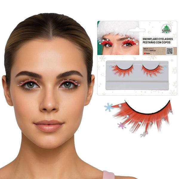 Röda Lösögonfransar med Snöflingor