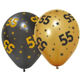 Latexballonger med Stjärnor & Siffran 55 6-pack
