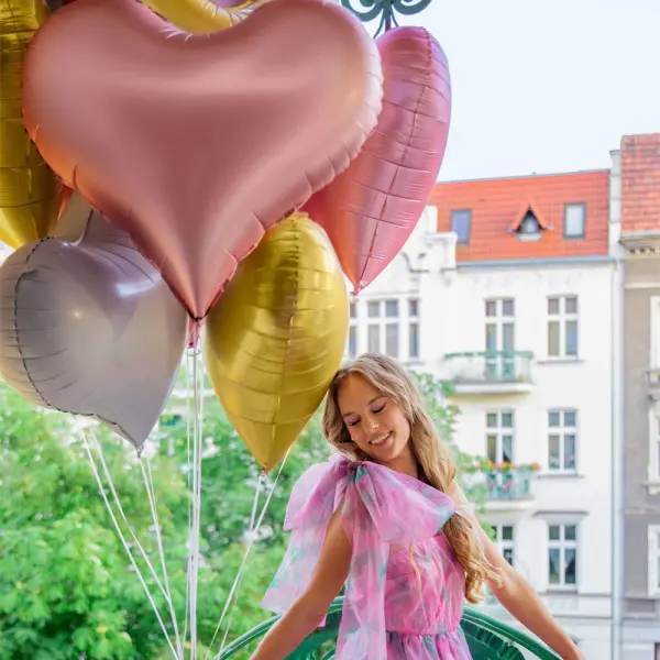 Stor Hjärtformad Ballong Ljusrosa