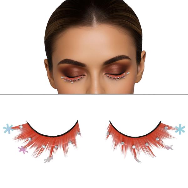 Röda Lösögonfransar med Snöflingor