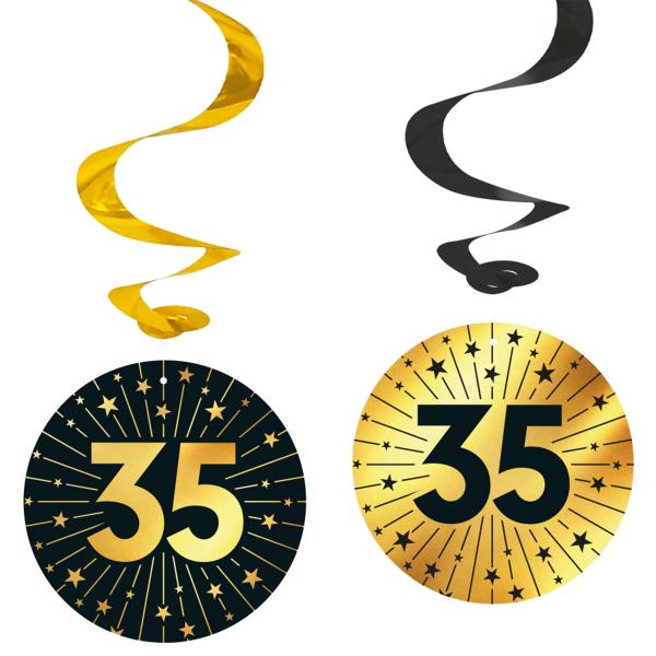 Hängande Swirls 35 år Guld/Svart 4-pack