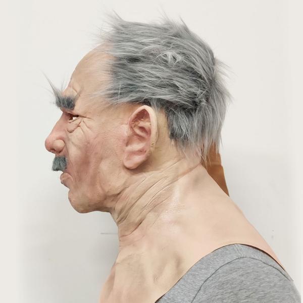Gammal Gubbe Latexmask med Hår