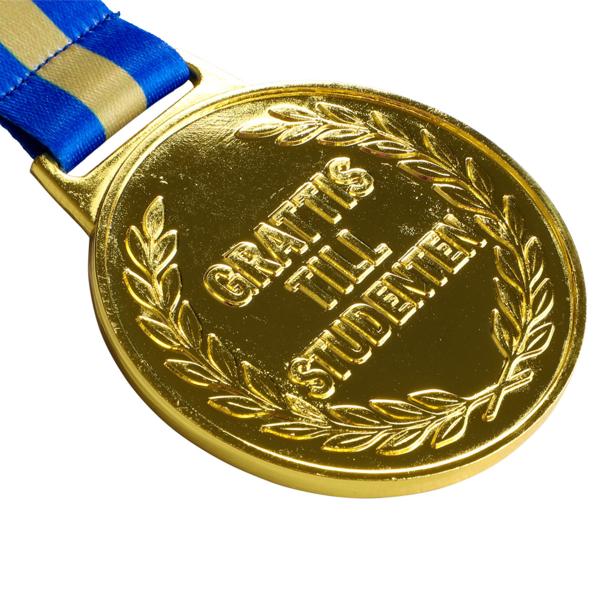 Guldmedalj med Band Grattis Till Studenten 6,3 cm