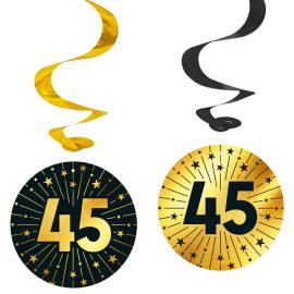 H&auml;ngande Swirls 45 &aring;r Guld/Svart 4-pack