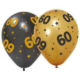 Latexballonger med Stjärnor & Siffran 60 6-pack