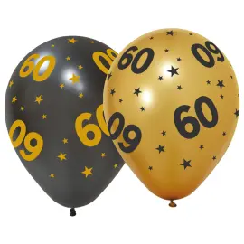 Latexballonger med Stjärnor & Siffran 60 6-pack