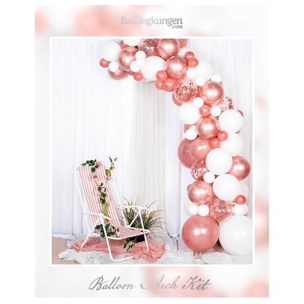 Ballongbåge Kit Vit & Roseguld