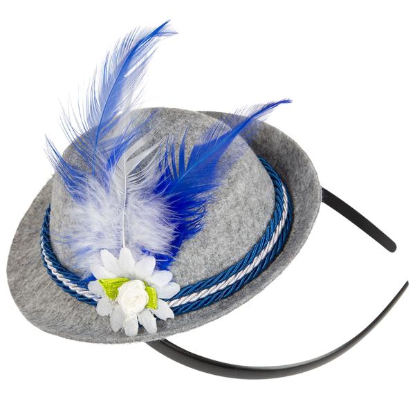 Oktoberfest Diadem med Tyrolerhatt Grå