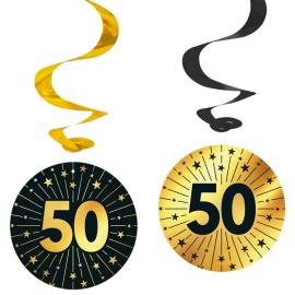 H&auml;ngande Swirls 50 &aring;r Guld/Svart 4-pack