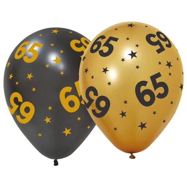 Latexballonger med Stjärnor & Siffran 65 6-pack
