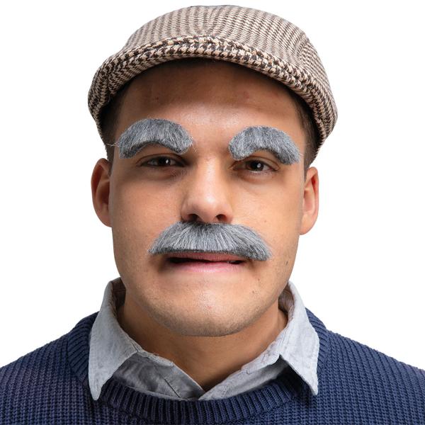 Grå Mustasch & Ögonbryn