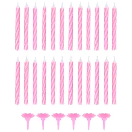 Tårtljus Spiral Rosa med Hållare