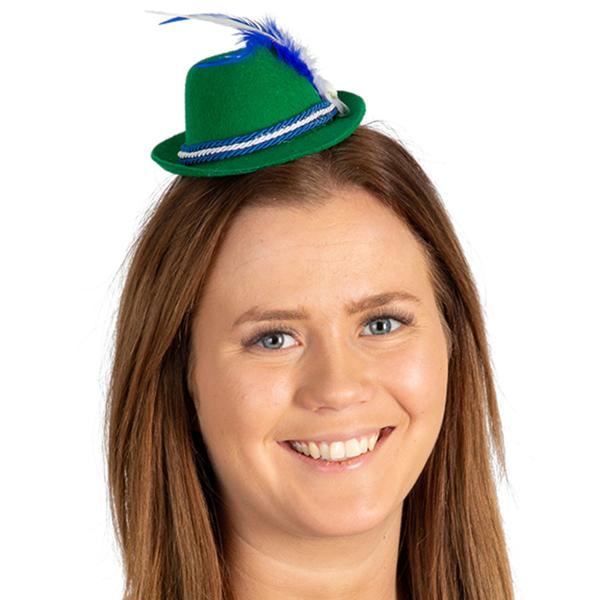 Oktoberfest Diadem med Tyrolerhatt Mörkgrön