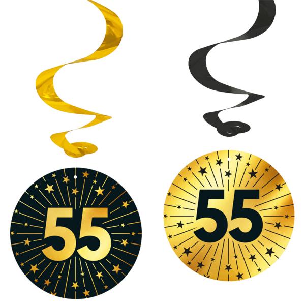 Hängande Swirls 55 år Guld/Svart 4-pack