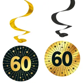 H&auml;ngande Swirls 60 &aring;r Guld/Svart 4-pack