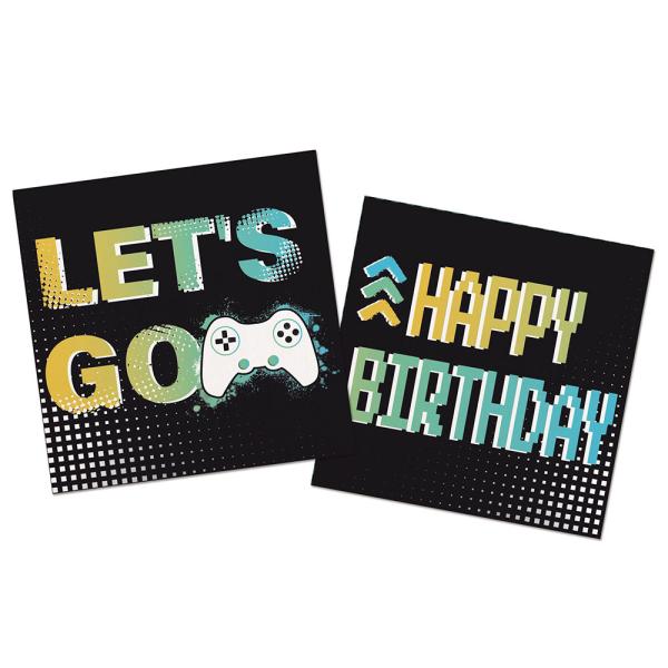 Engångsservetter Happy Birthday Gamer 33 cm 20-pack