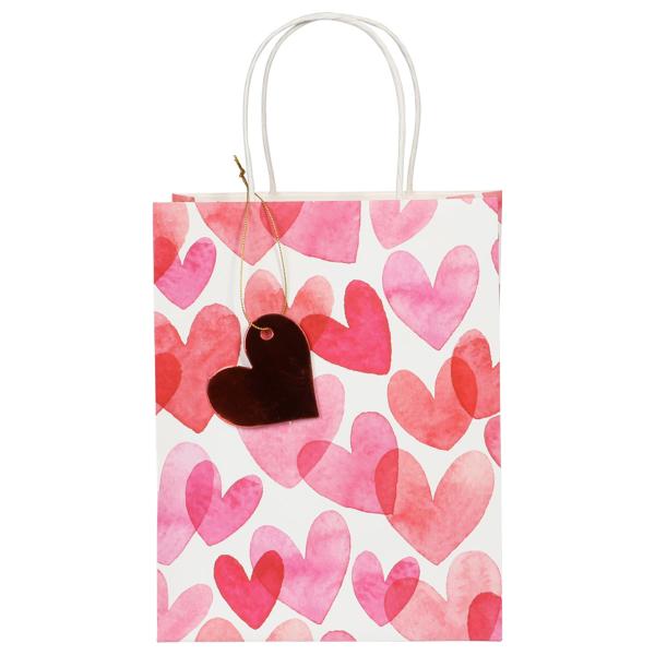 Presentpåse Hjärtan 18x10x23 cm