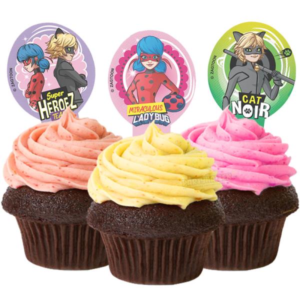 Miraculous Ladybug Muffins- och Tårtdekorationer Ätbara