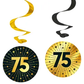 H&auml;ngande Swirls 75 &aring;r Guld/Svart 4-pack