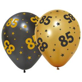 Latexballonger med Stj&auml;rnor & Siffran 85 6-pack