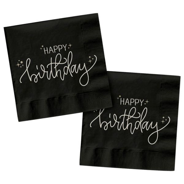 Pappersservetter Happy Birthday Svart 20-pack