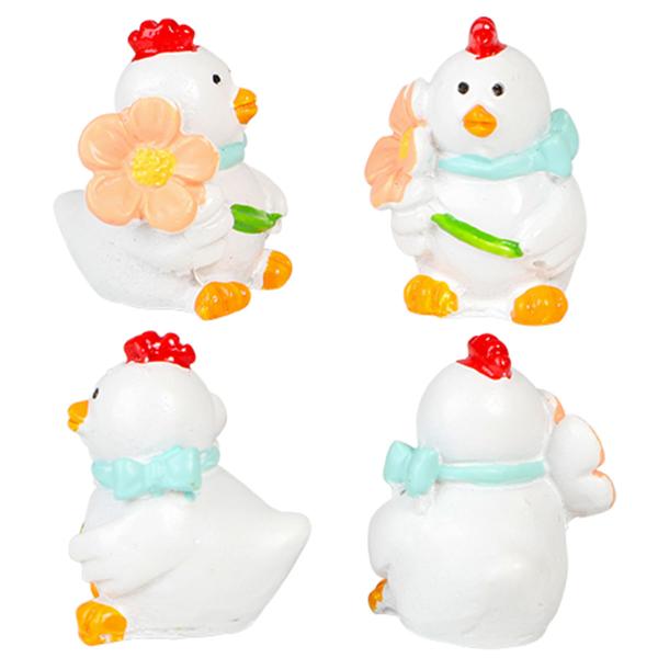 Höna Vit 2x3 cm 4-pack