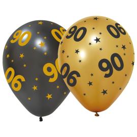Latexballonger med Stjärnor & Siffran 90 6-pack