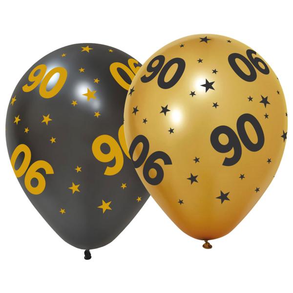 Latexballonger med Stjärnor & Siffran 90 6-pack
