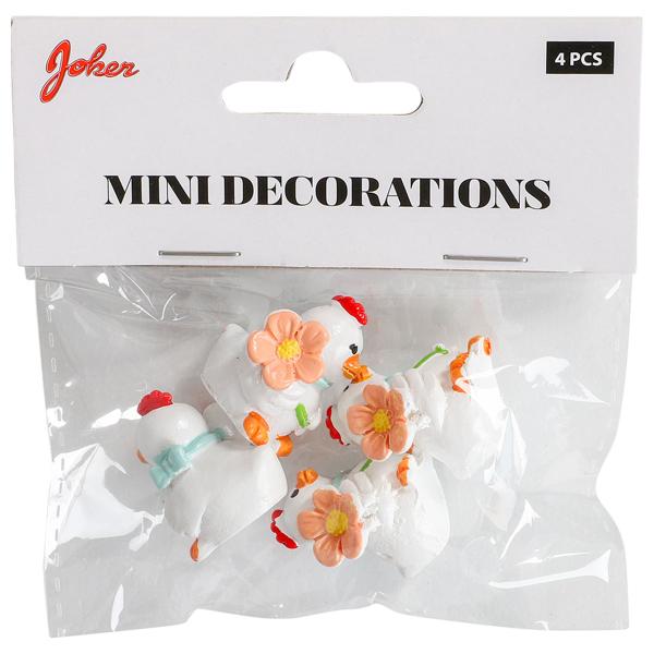 Höna Vit 2x3 cm 4-pack